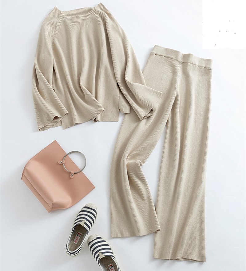 REALEFT 2021 Autumn Winter 2 Pieces Women Sets Knitted Tracksuit O-Neck Split Sweater and Wide Leg Jogging Pants Pullover Suits 6 REALEFT 2021 Autumn Winter 2 Pieces Women Sets Knitted Tracksuit O-Neck Split Sweater and Wide Leg Jogging Pants Pullover Suits 6