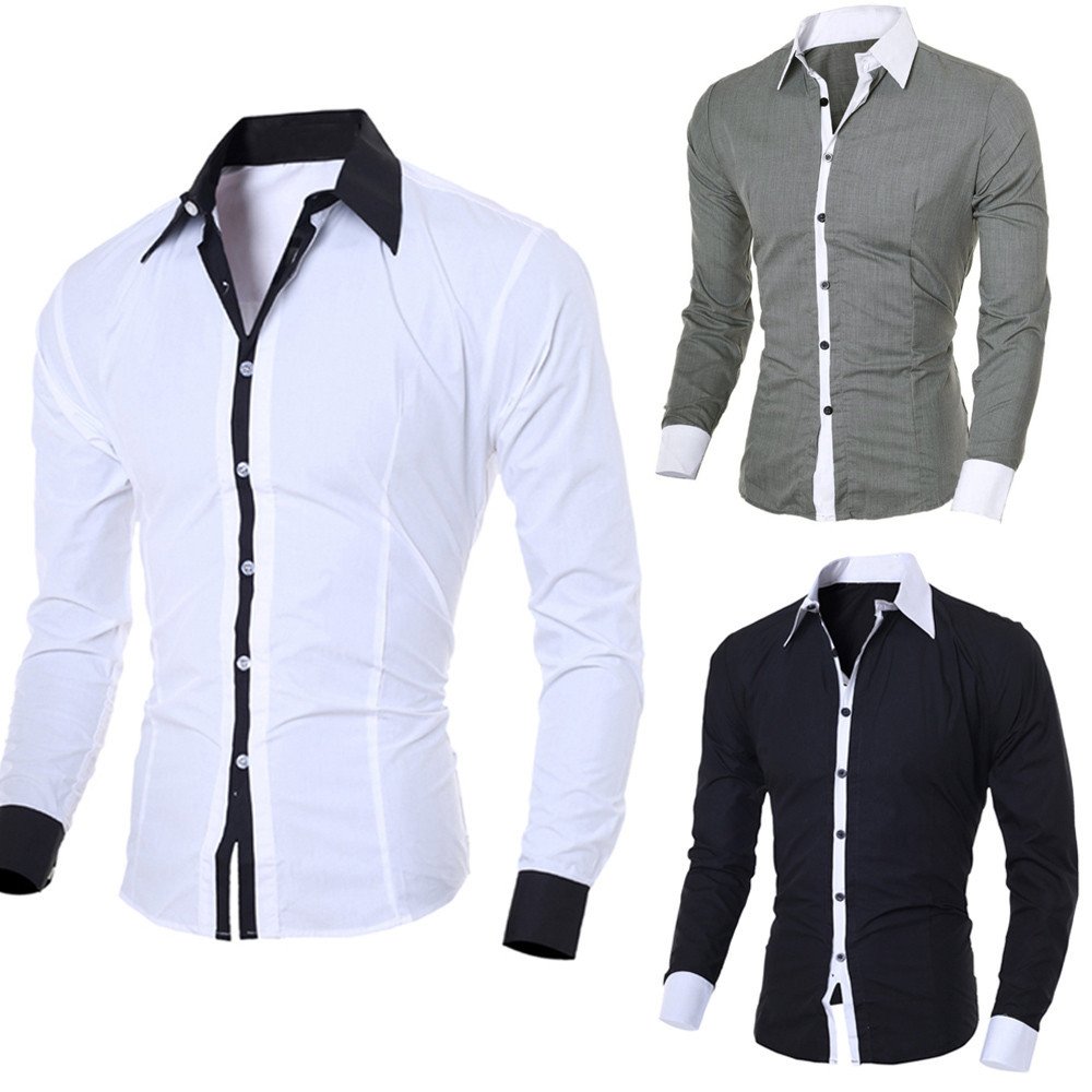 Men White Shirt Patchwork Social Dress Shirt Autumn Spring Solid Long Sleeve Slim Fit Male Top Office Casual Button Shirt 2021 6 Men White Shirt Patchwork Social Dress Shirt Autumn Spring Solid Long Sleeve Slim Fit Male Top Office Casual Button Shirt 2021 6
