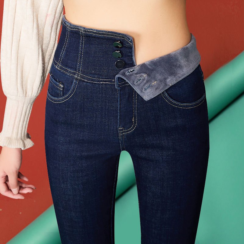 streetwear High Waist thickening skinny denim pants women plus size warm stretch Pencil jeans Mom's slim waist velvet jeans 5 streetwear High Waist thickening skinny denim pants women plus size warm stretch Pencil jeans Mom's slim waist velvet jeans 5
