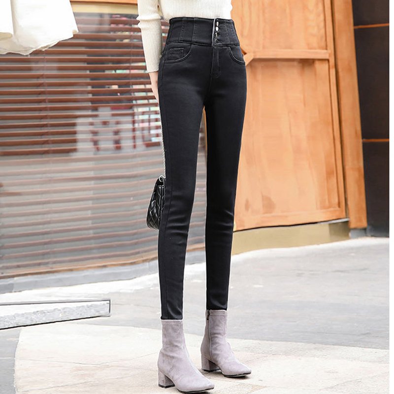 streetwear High Waist thickening skinny denim pants women plus size warm stretch Pencil jeans Mom's slim waist velvet jeans 4 streetwear High Waist thickening skinny denim pants women plus size warm stretch Pencil jeans Mom's slim waist velvet jeans 4